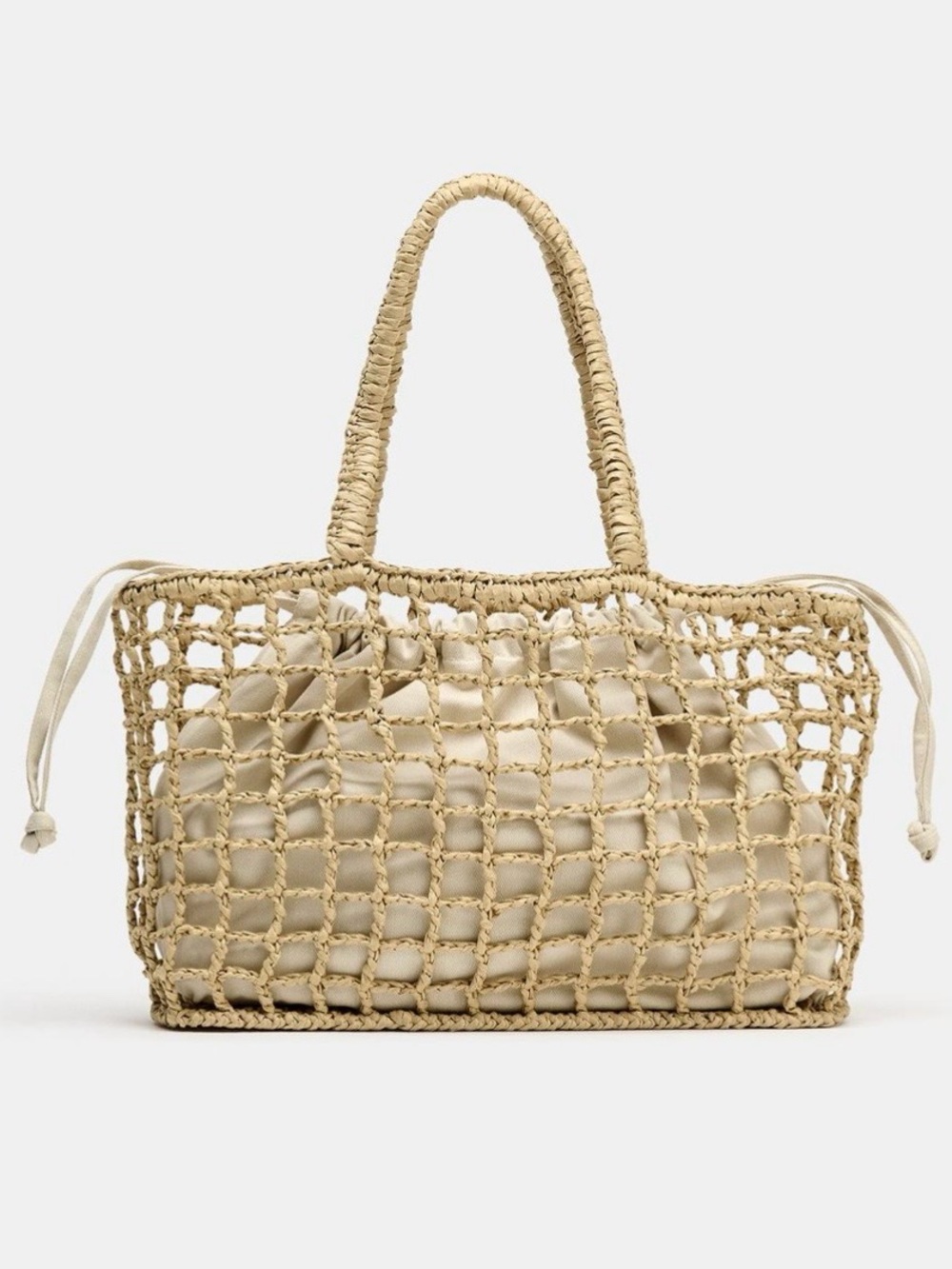 Zara Braided Straw Mini Tote Bag in Light Beige. Brand new!